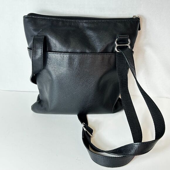 Jack Georges Black Cognac Croco Embossed Flap Front Crossbody Shoulder Bag - Picture 5 of 14